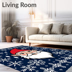 Festive Blue Snow Flake Gnome Rug