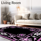 Fuchsia Snowflake Medallion Border Rug