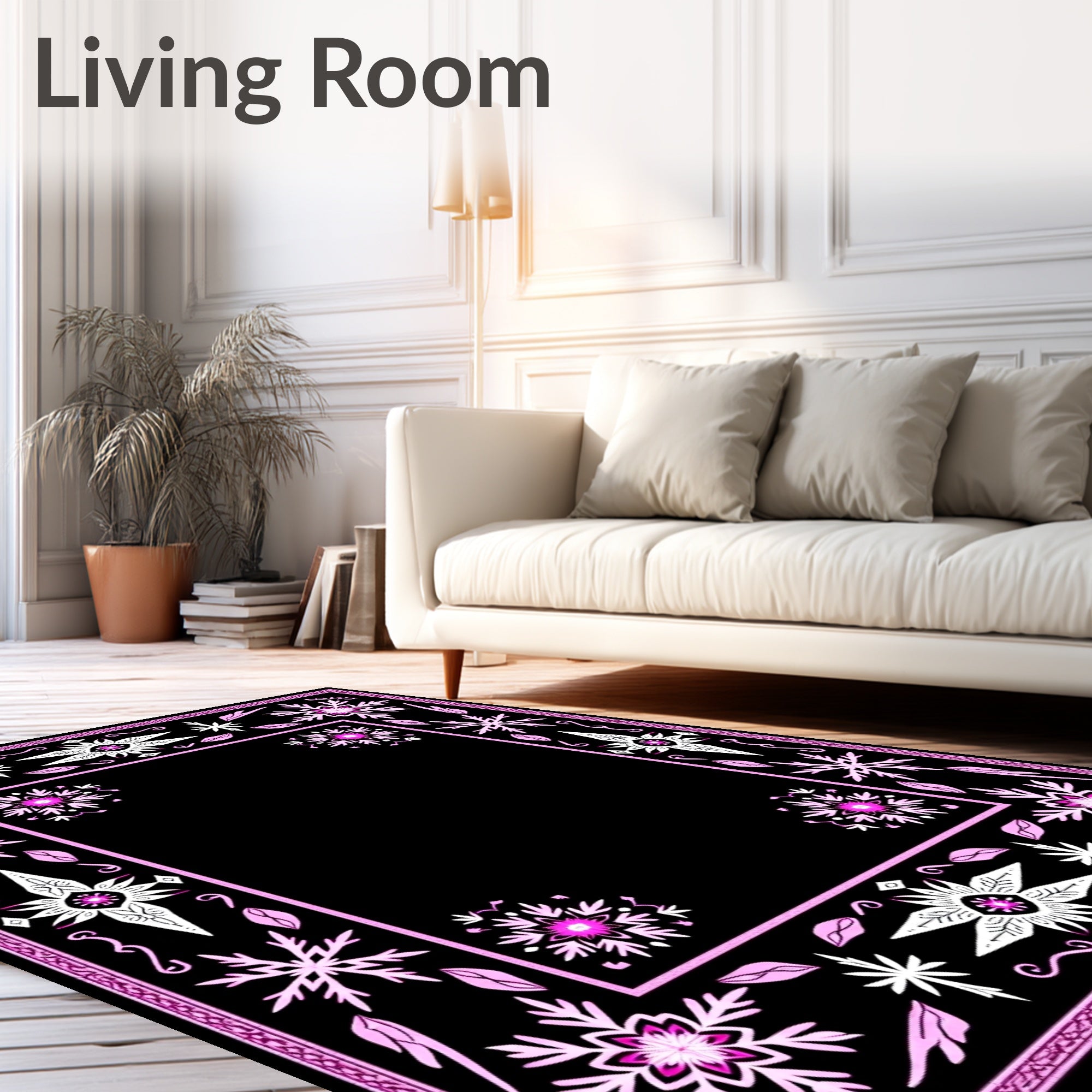 Fuchsia Snowflake Medallion Border Rug