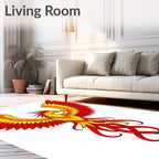 Fiery Red Yellow Phoenix Ascent Rug