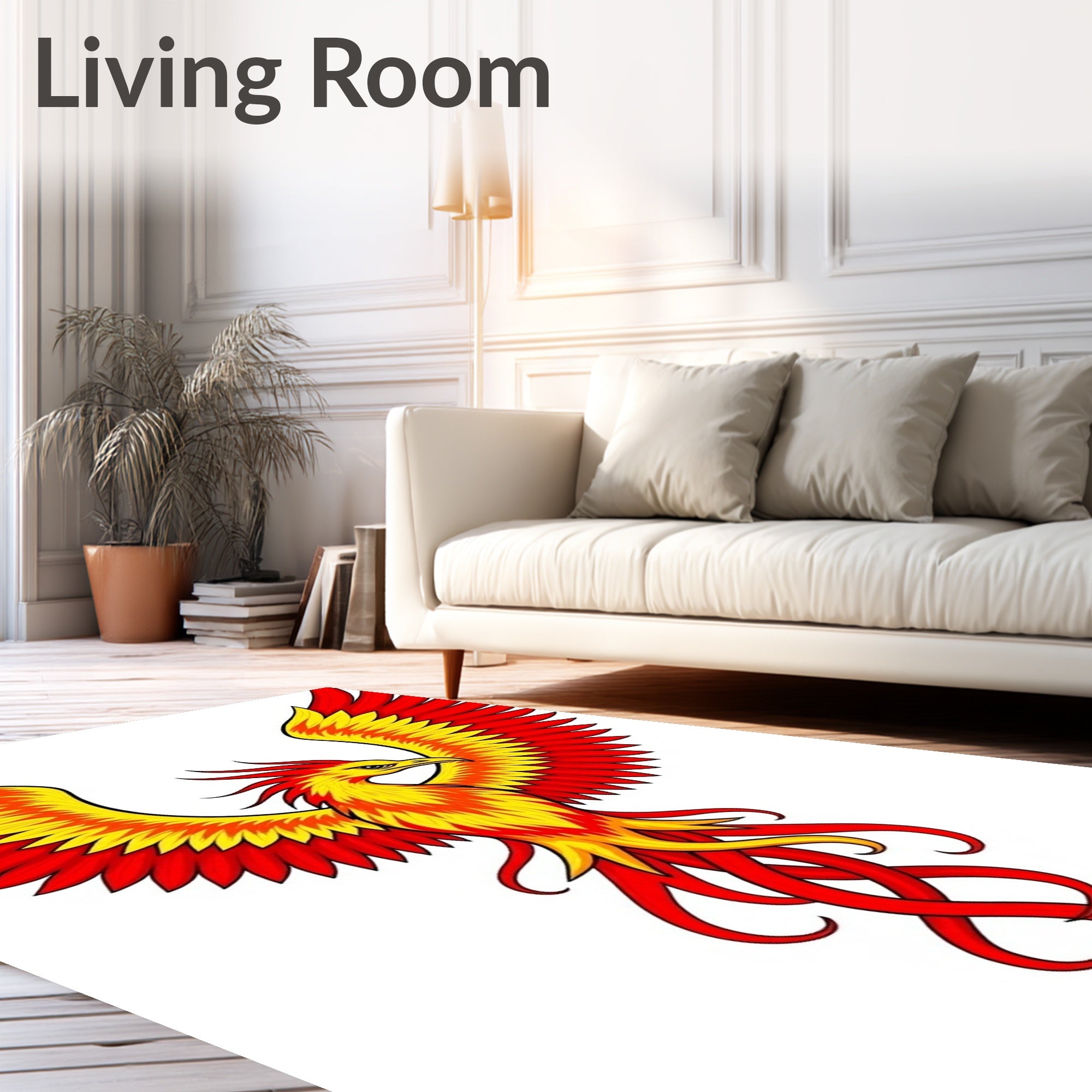 Fiery Red Yellow Phoenix Ascent Rug