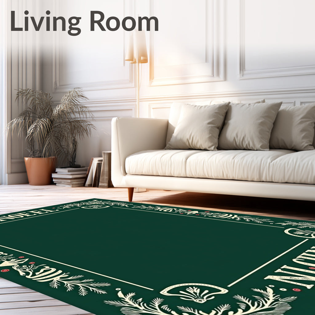 Emerald Noel Floral Border Rug