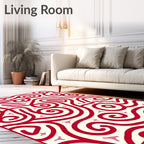 Crimson Swirl Abstract With Pink Accents Rug