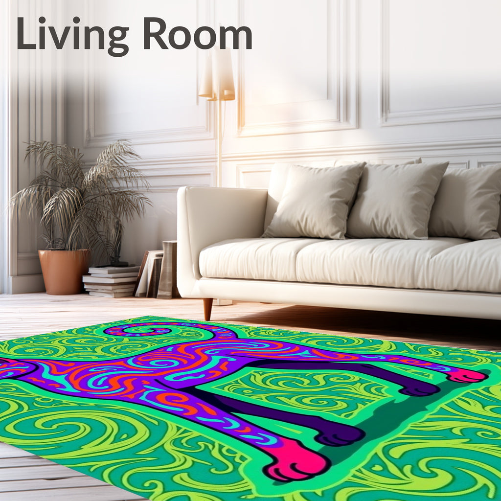 Vibrant Purple Dog Psychedelic Swirls Rug