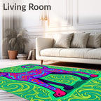 Vibrant Purple Dog Psychedelic Swirls Rug