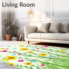 Vibrant Yellow Butterflies Garden Delight Rug