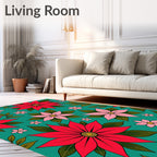 Crimson Pink Bloom Botanical Foliage Rug