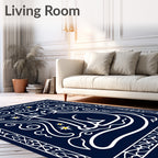 Whimsical Night Sky Cat Swirls Rug
