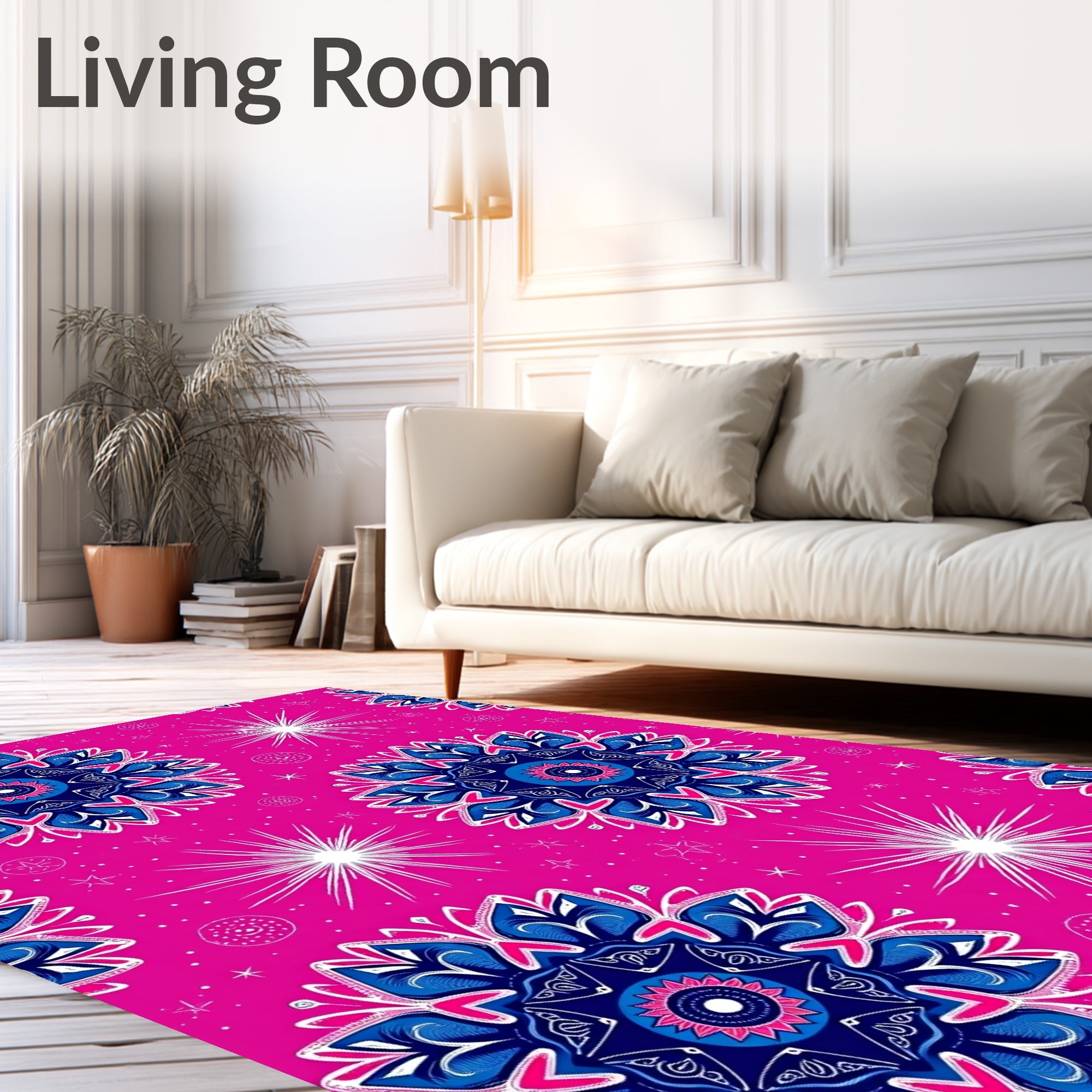 Vibrant Pink Mandala Starburst Rug