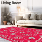 Bright Red Whimsical Gingerbread House Swirl Rug