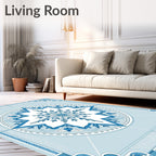 Ice Blue Starburst Mandala Rug