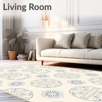 Delicate Blue Floral Laurel Medallion Rug