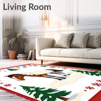 Brown Horse Winter Snowflake Trees Rug