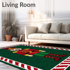 Festive Red Nutcracker Soldier Border Rug