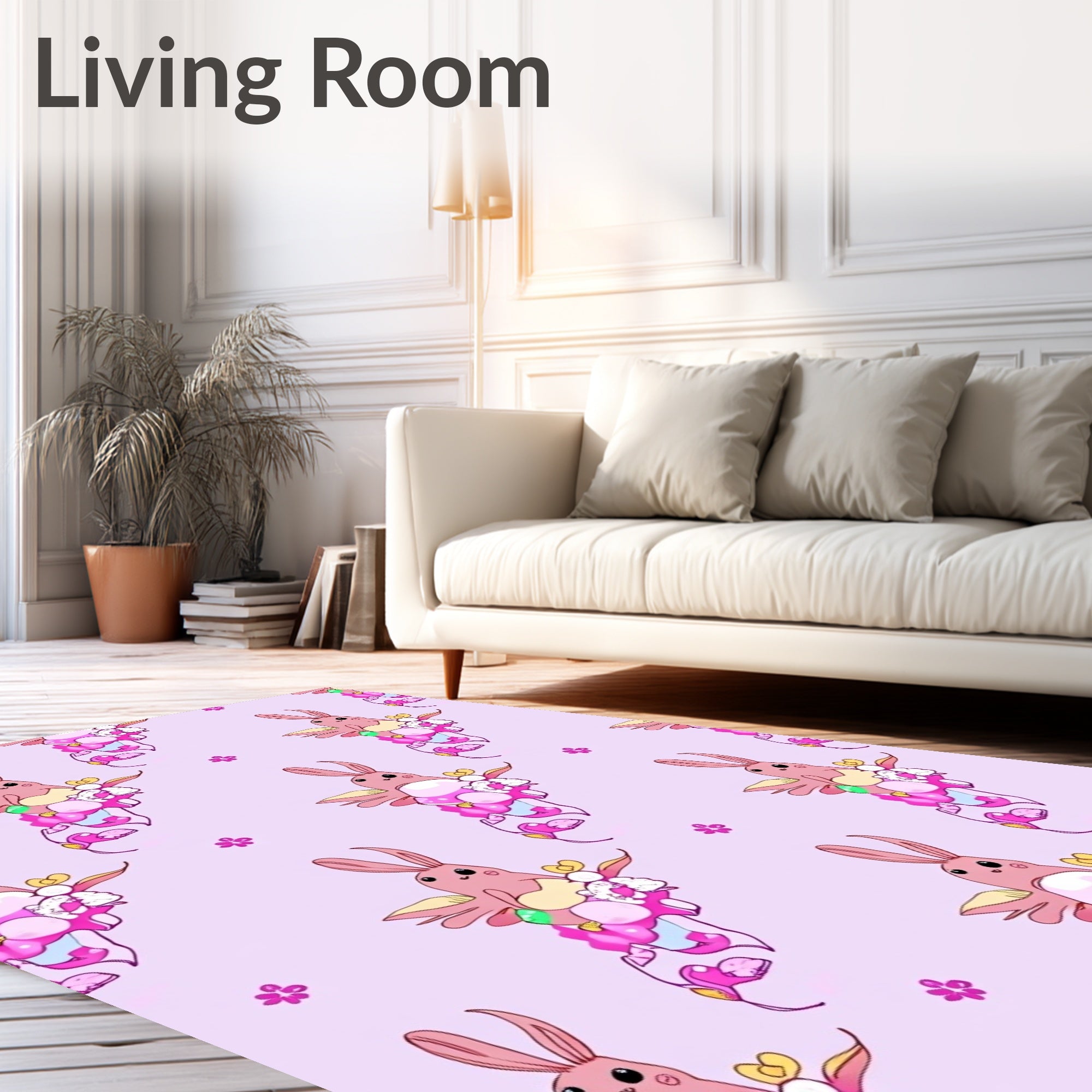 Pink Bunny Cloud Pastel Fantasy Rug
