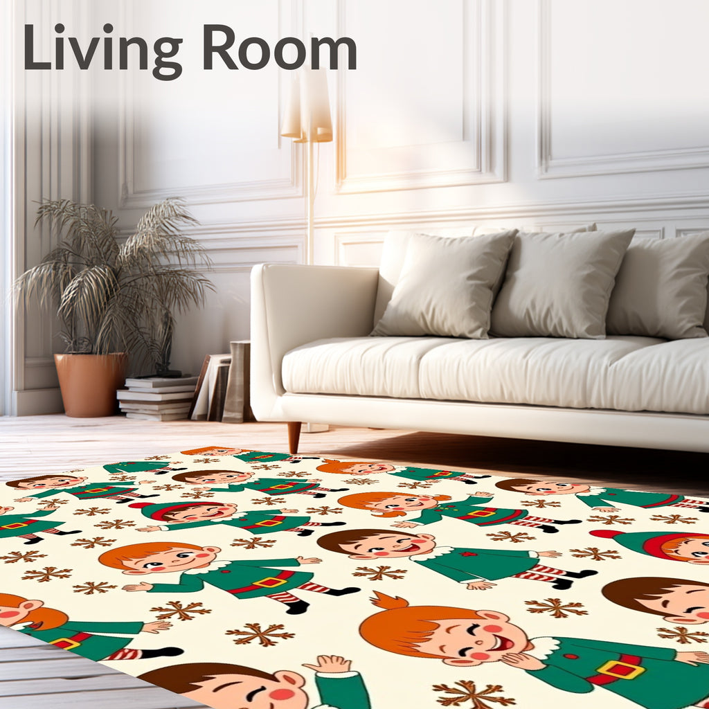 Jolly Little Elf Whimsy Snowflakes Rug