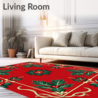 Crimson Holly Leaf Medallion Rug