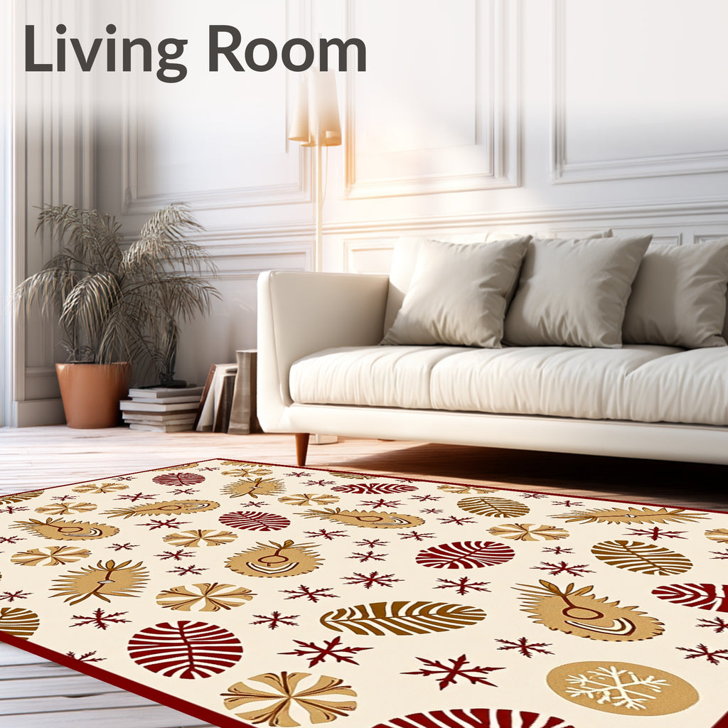 Crimson Brown Scattered Botanical Medallion Rug
