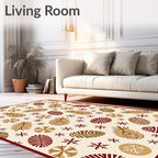 Crimson Brown Scattered Botanical Medallion Rug