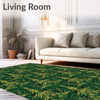 Vintage Green Pine Tree Medallion Rug