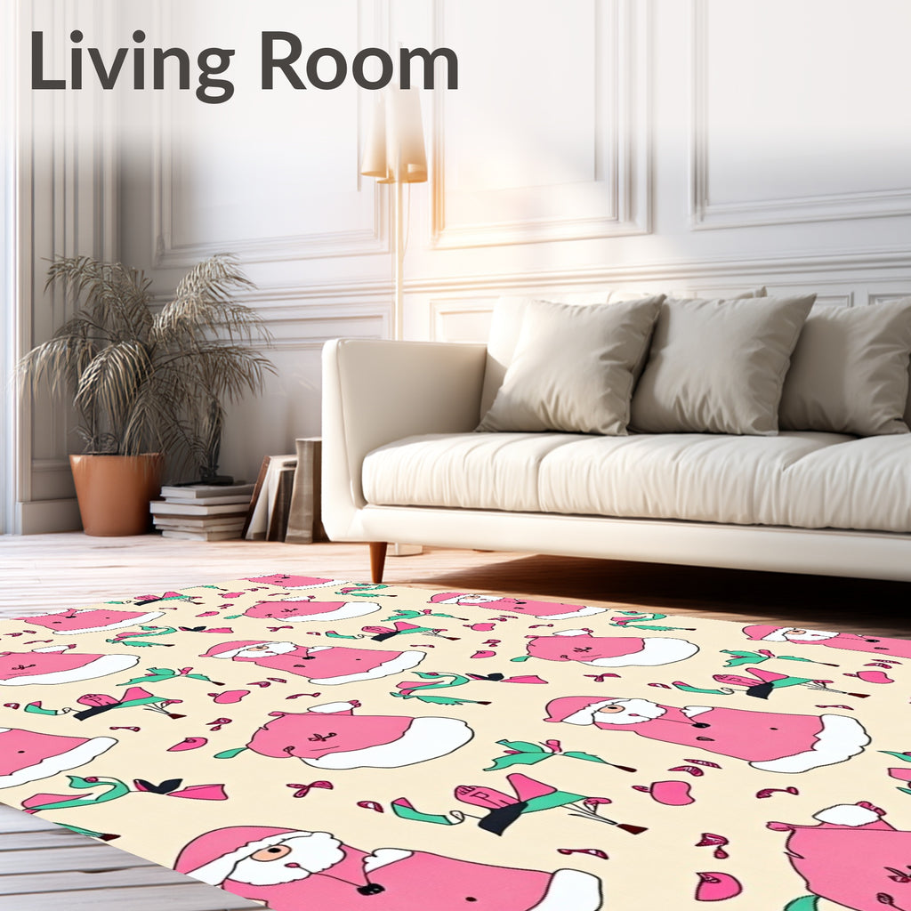 Pink Festive Santa Hat Scatter Rug