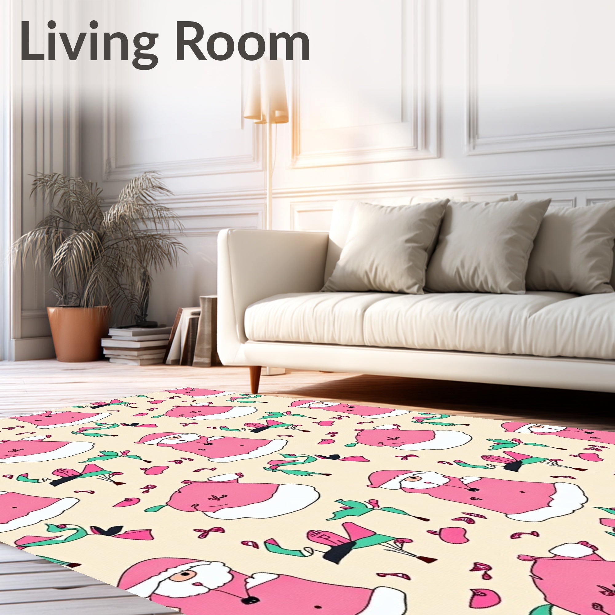 Pink Festive Santa Hat Scatter Rug