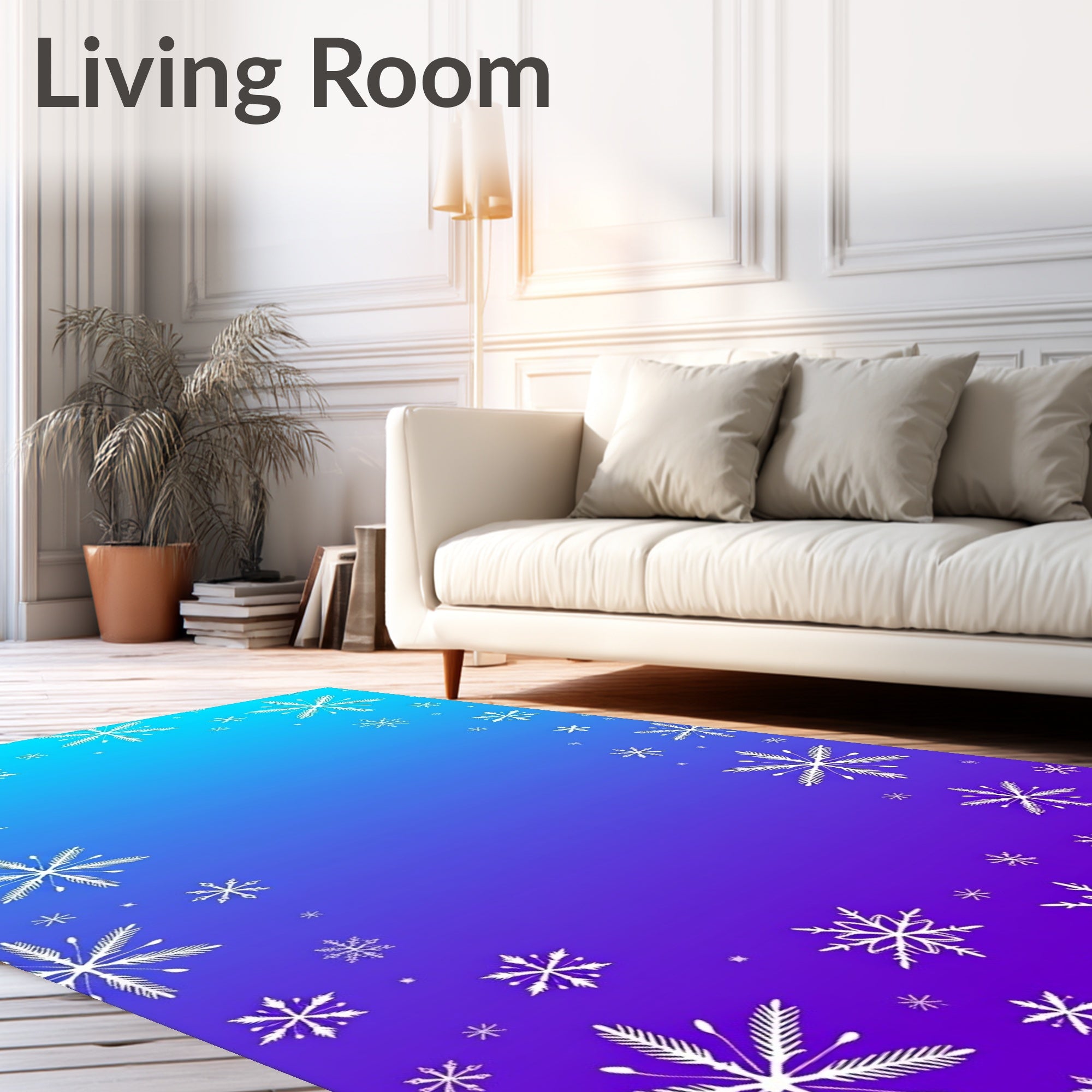 Winter Sky Snowflake Gradient Rug