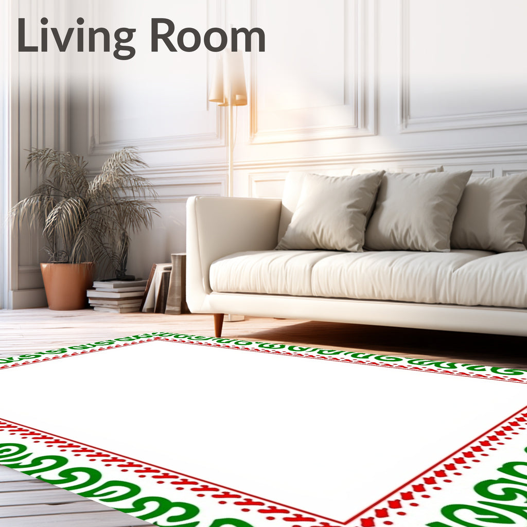 Green and Red Swirl Border Rug