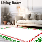 Green and Red Swirl Border Rug