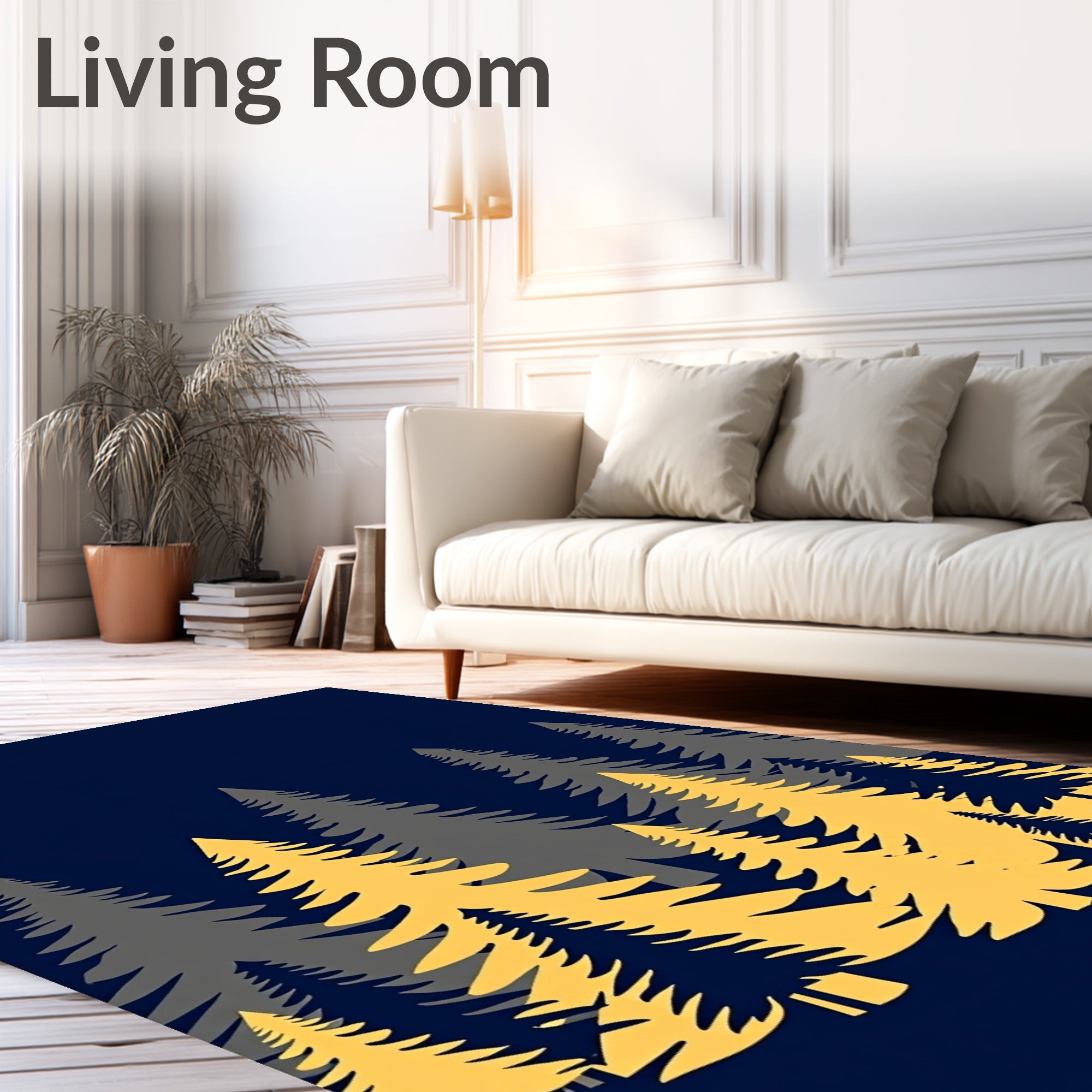 Golden Pine Forest Silhouette Rug