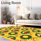 Red Car Wreath Festive Charm Rug