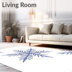 Blue Snowflake Corner Accents Rug