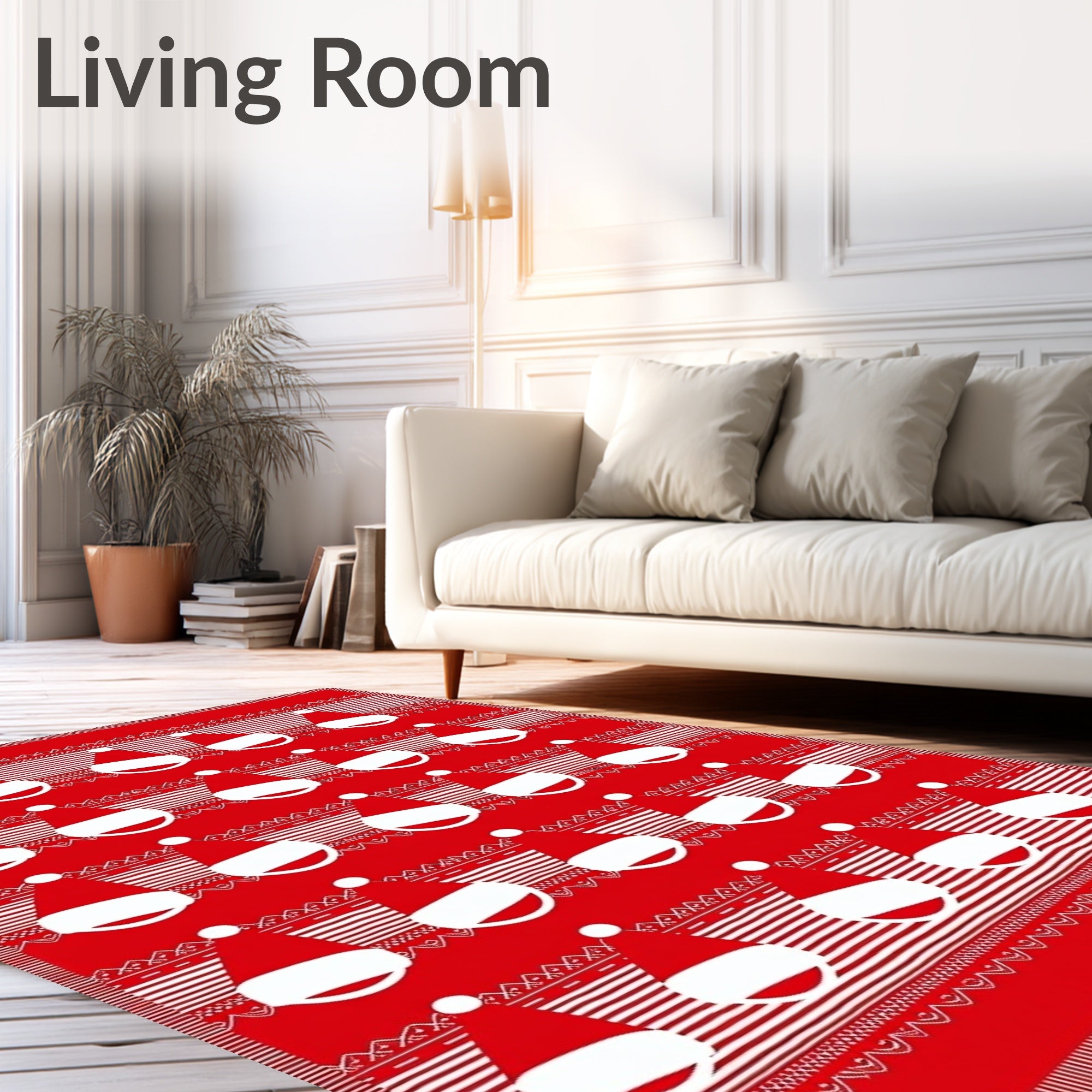 Festive Red Santa Hat Rows Rug