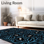 Black Cyan Branch Eyes Rug
