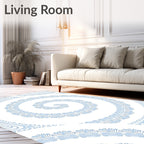 Pale Blue Spiral Fan Mandala Rug