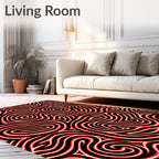 Bold Red Black Maze Lines Rug