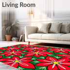 Vibrant Red Poinsettia Floral Garden Rug
