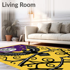Yellow Crow Moon Stars Art Rug