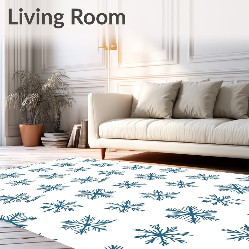 Winter Blue Snowflakes All Over Rug
