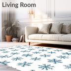 Winter Blue Snowflakes All Over Rug