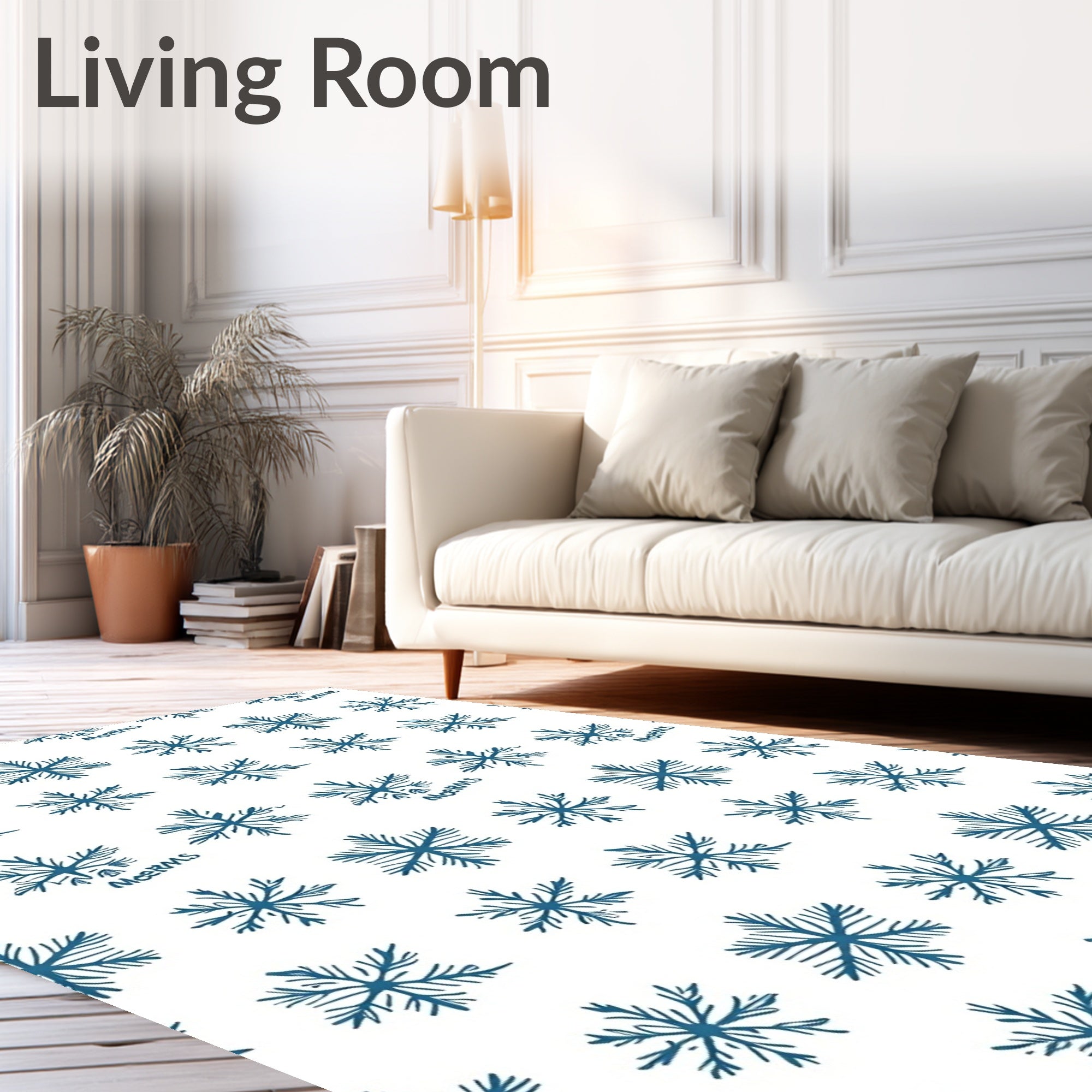 Winter Blue Snowflakes All Over Rug