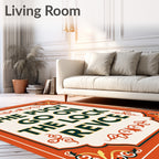 Orange Cream Floral Acanthus Border Rug