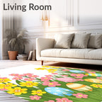 Easter Garden Floral Eggs Rug