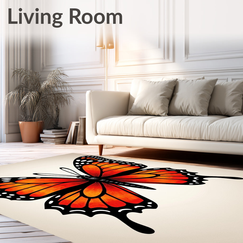 Vibrant Orange Monarch Butterfly Wings Rug