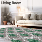Emerald Green Ornate Floral Medallion Rug