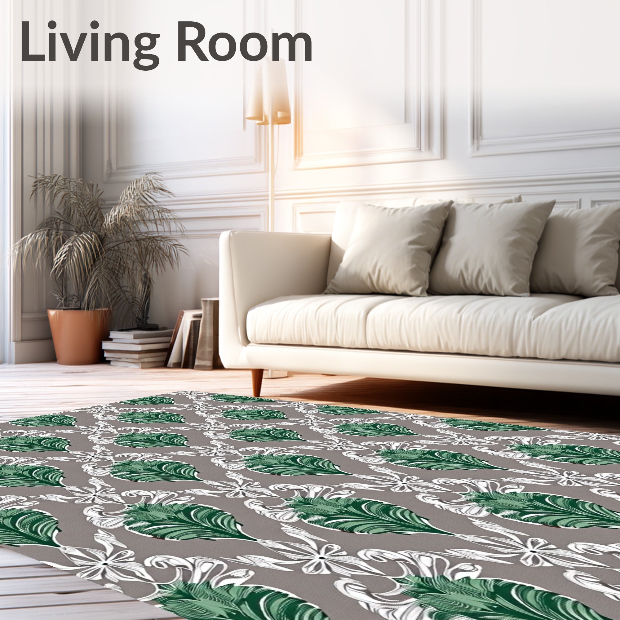 Emerald Green Ornate Floral Medallion Rug