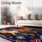 Two Horses Amidst Snowflakes Rug