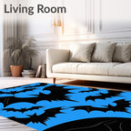 Black Bats Against Bright Blue Sky Rug
