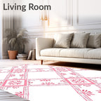 Coral Pink Tribal Diamond Lattice Rug