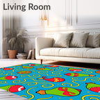 Bright Red Green Bauble Swirls Rug